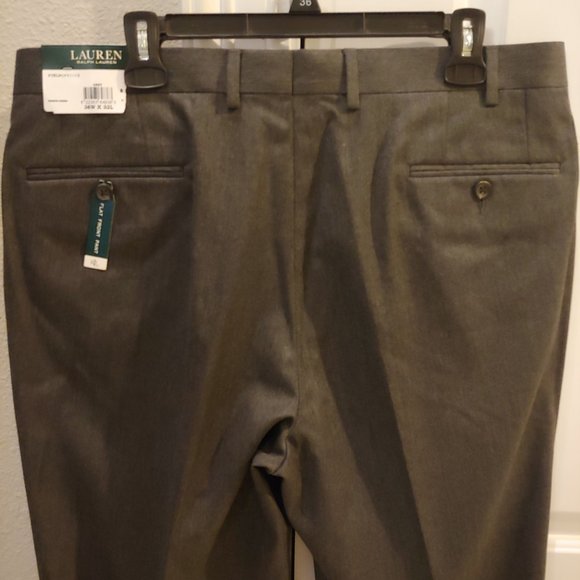 Ralph Lauren Polo Pants Mens 36 x 32 Gray flat front Slacks Polyester Cotton NEW - Picture 5 of 6